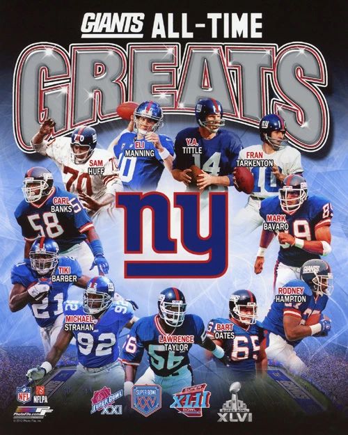 New York Giants All Time Greats Glossy Photo Tittle Taylor Huff Manning