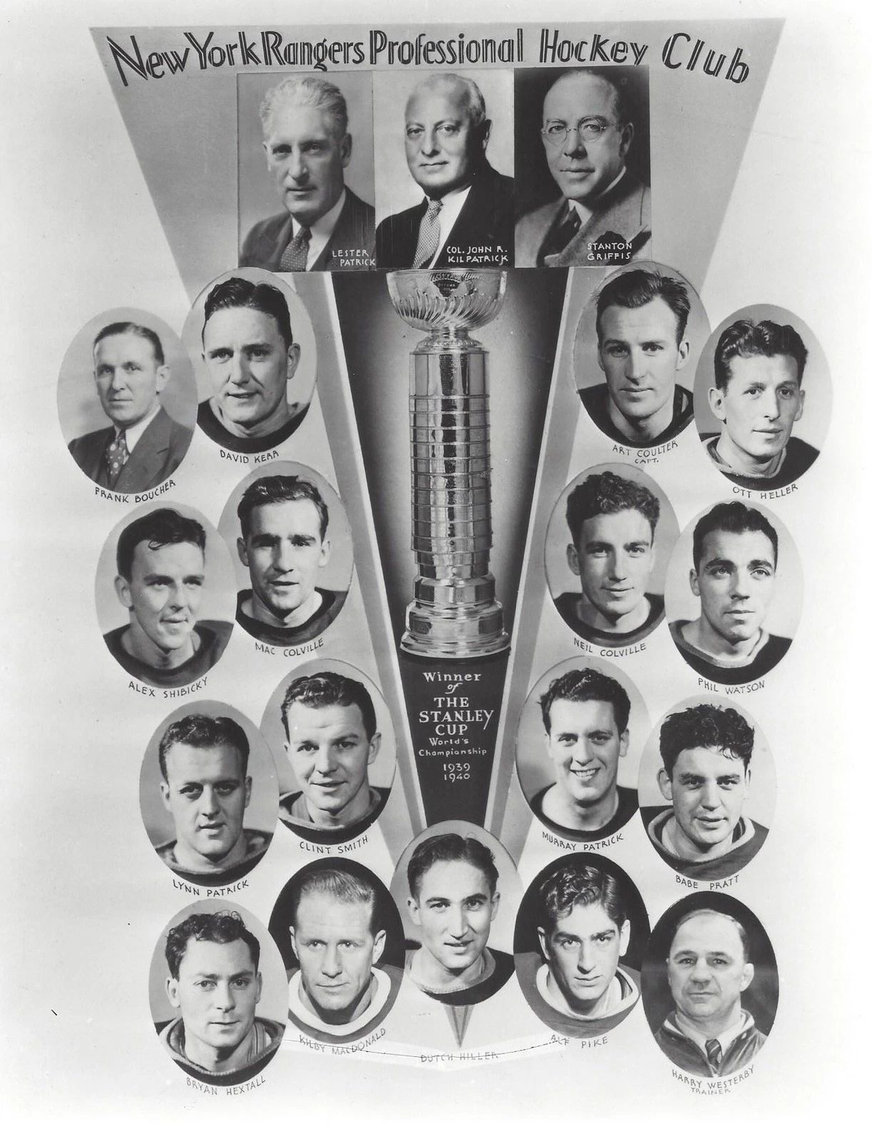 New York Rangers 1939 40 Collage Ny Photo Nhl Hockey Stanley Cup Champions