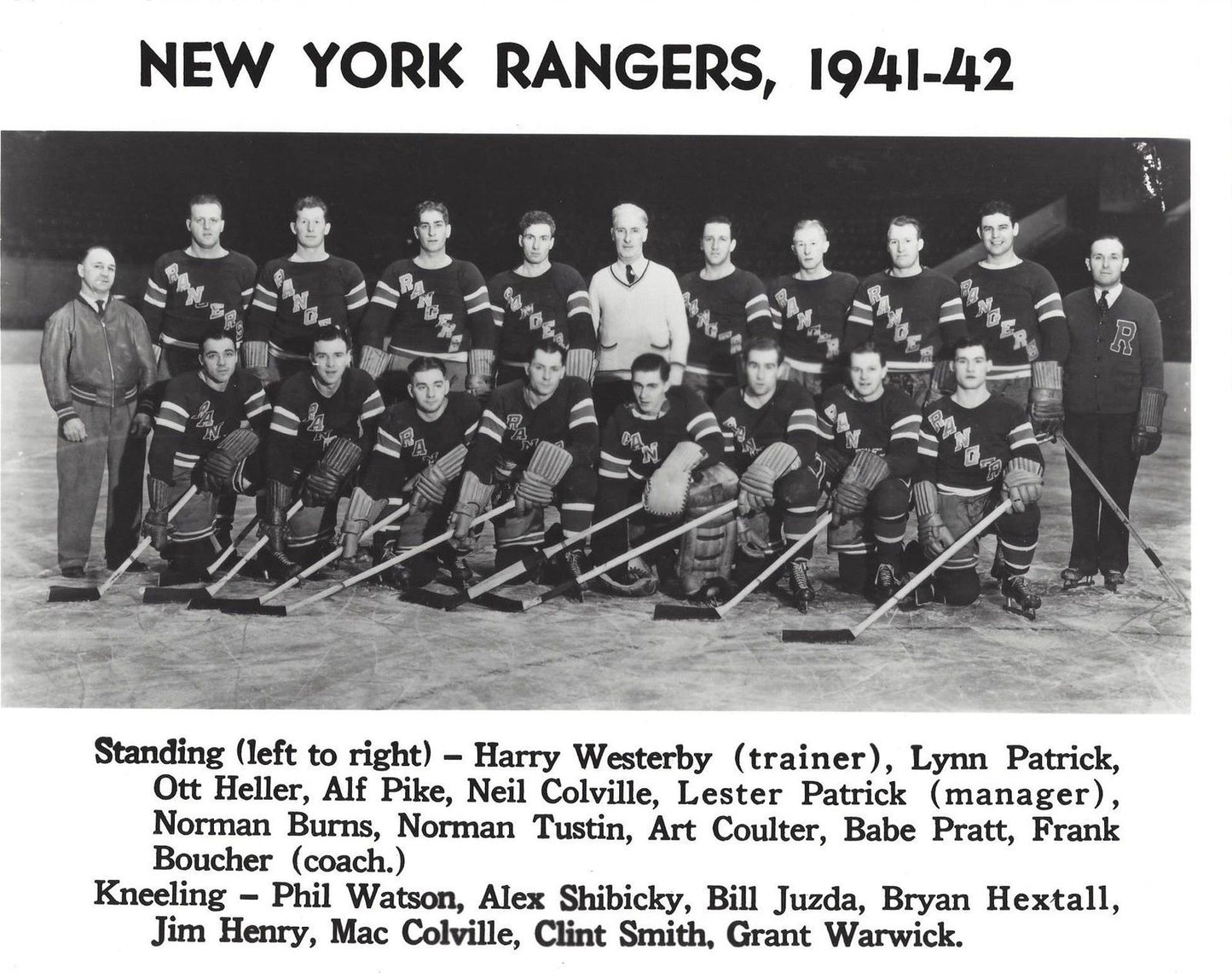 New York Rangers 1941 42 Team Ny Photo Hockey Nhl Picture Hextall