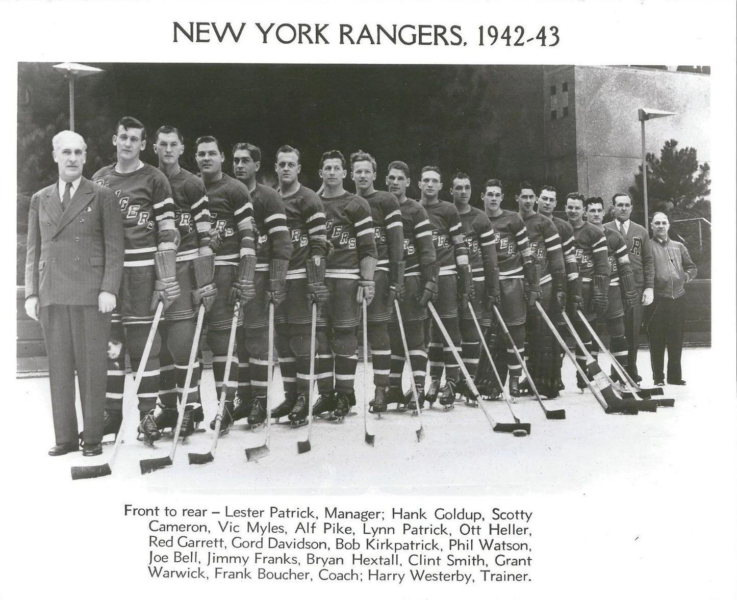 New York Rangers 1942 43 Team Ny Photo Hockey Nhl Picture Bw