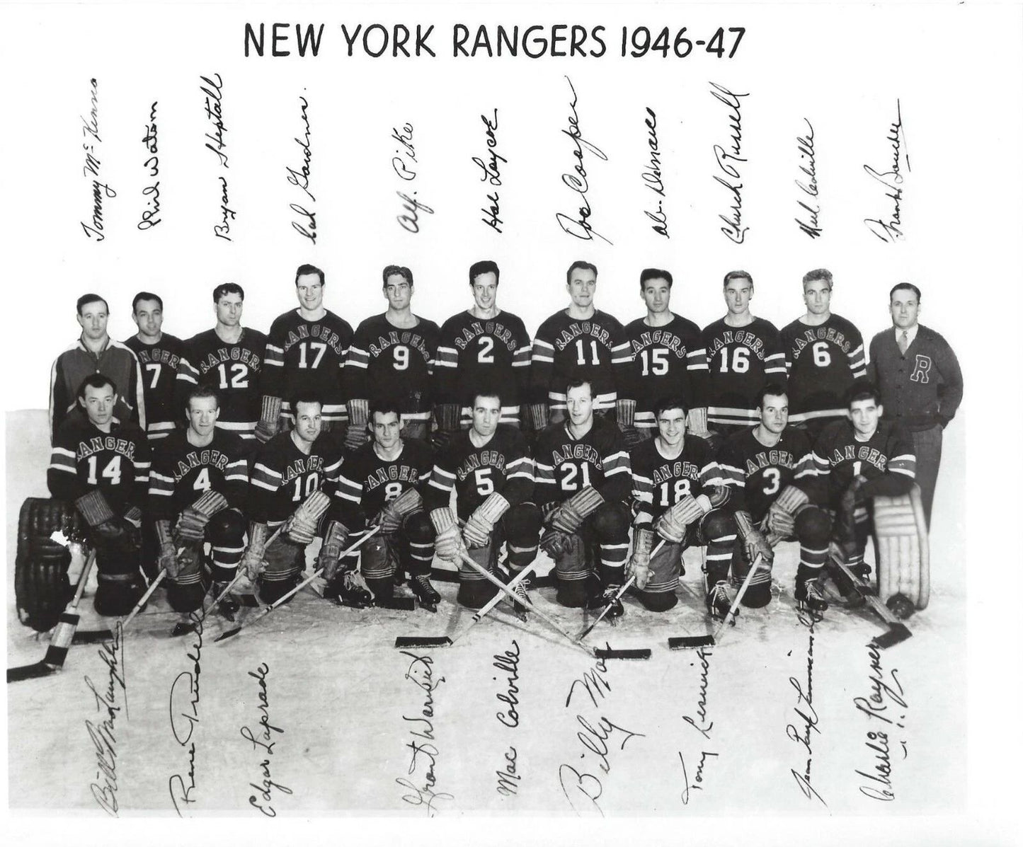 New York Rangers 1946 47 Team Ny Photo Hockey Nhl Picture Hextall