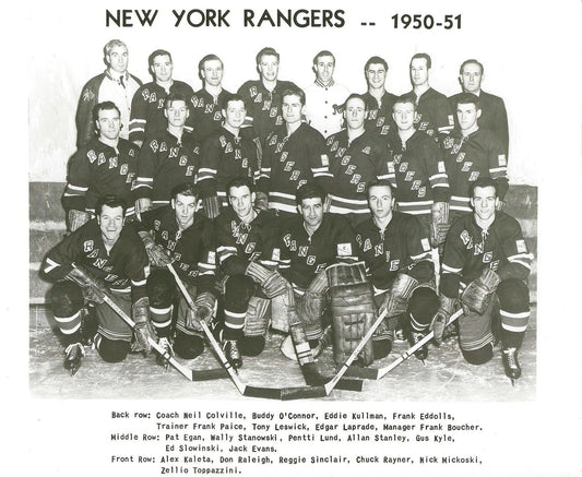 New York Rangers 1950 51 Team Ny Photo Hockey Nhl Picture Bw