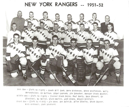New York Rangers 1951 52 Team Ny Magnet Hockey Nhl Picture Bw
