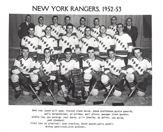 New York Rangers 1952 53 Team Ny Keychain Hockey Nhl Picture Bw
