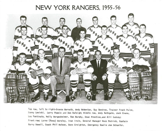 New York Rangers 1955 56 Team Ny Photo Hockey Nhl Picture Bw