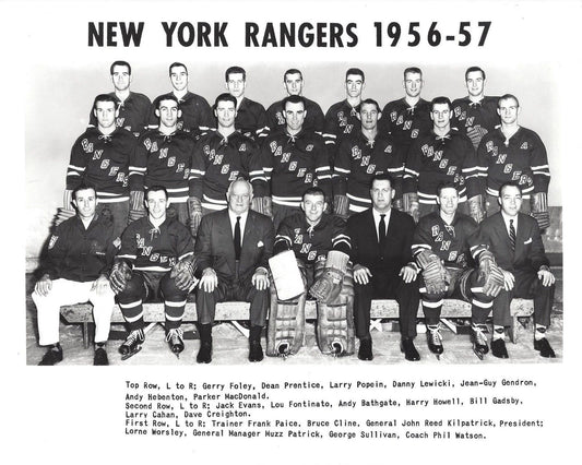 New York Rangers 1956 57 Team Ny Magnet Hockey Nhl Picture Bw