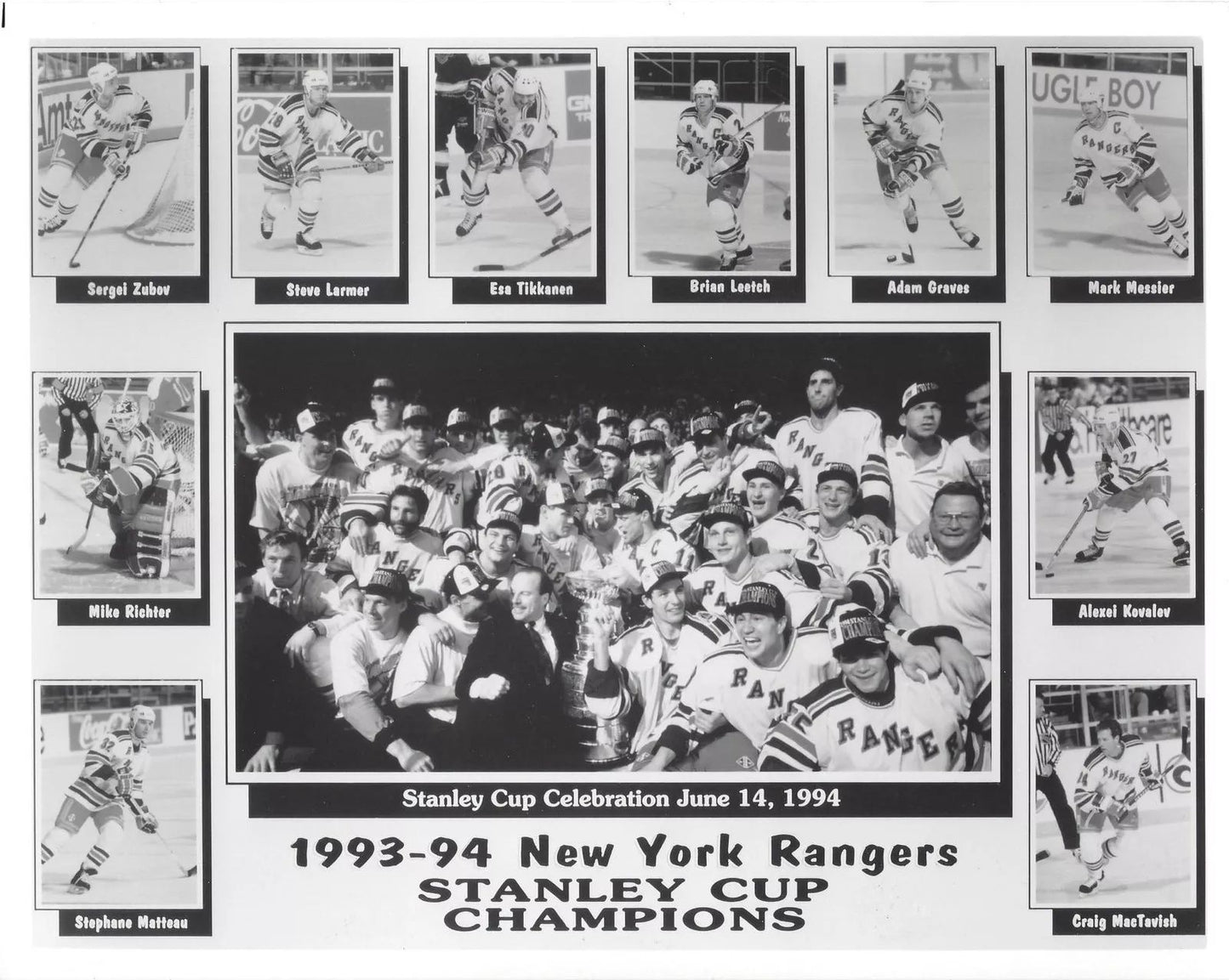 New York Rangers 1993 94 Collage Ny Photo Nhl Hockey Stanley Cup Champions