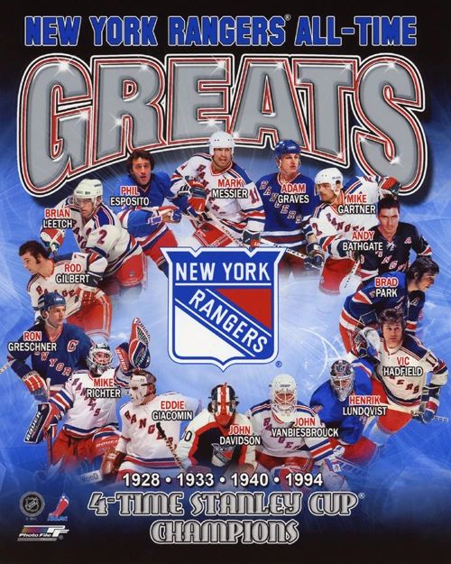 New York Rangers Glossy Keychain Mark Messier Brian Leetch Mike Richter Print