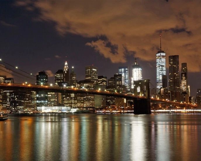 New York Skyline And Brooklyn Bridge Glossy Keychain Print Art Keychain