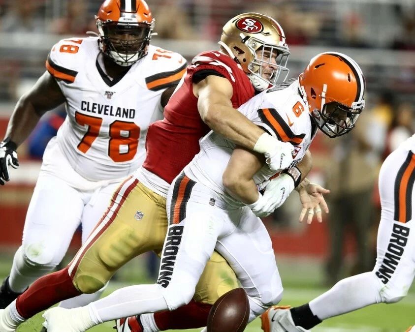 Nick Bosa Baker Mayfield Magnet San Francisco 49Ers Picture Football Browns