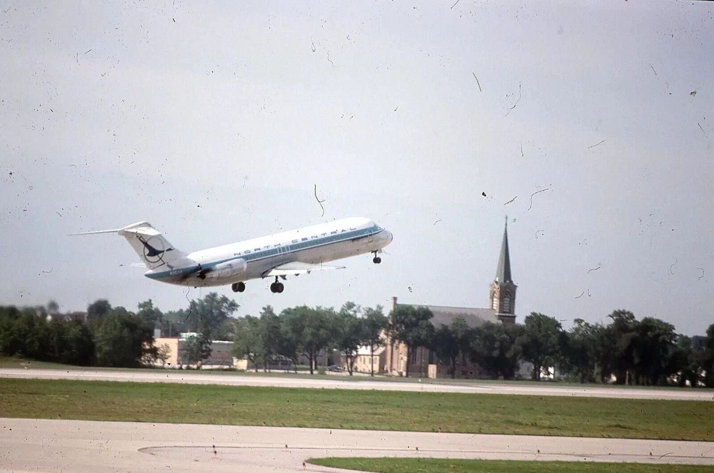 North Central Airline Dc 9 Jet Milwauke Airport Retro Picture Magnet