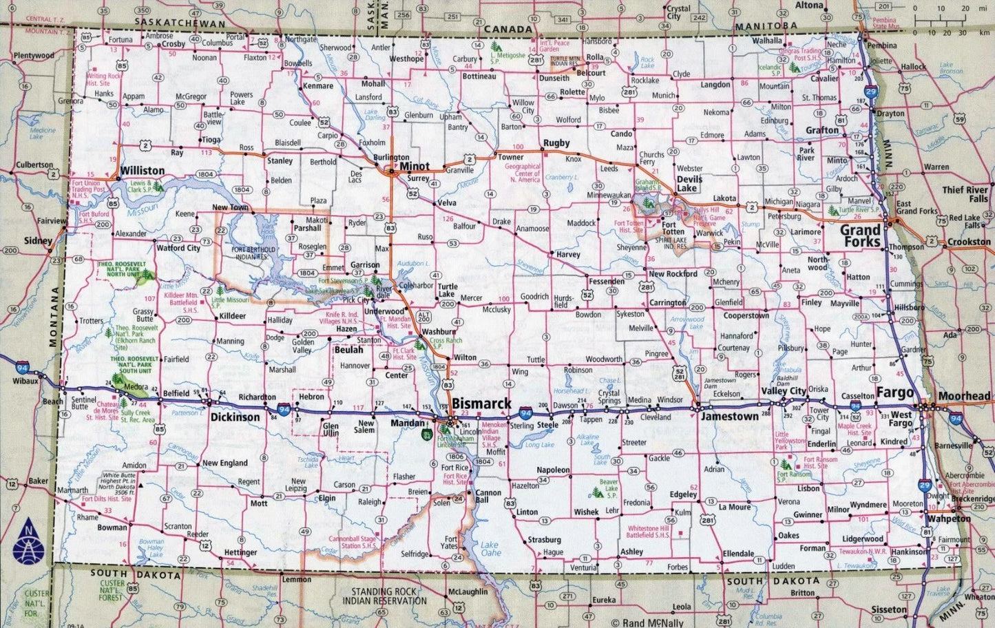 North Dakota State Road Map Bismark Fargo Minot City 300 Piece Jigsaw Puzzle