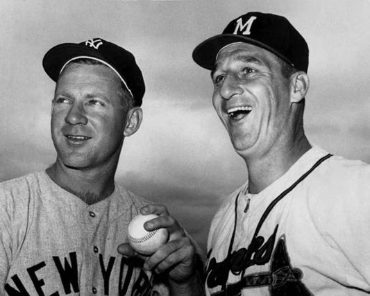 Ny Yankees Whitey Ford Milwaukee Braves Warren Spahn Photo Poster Print