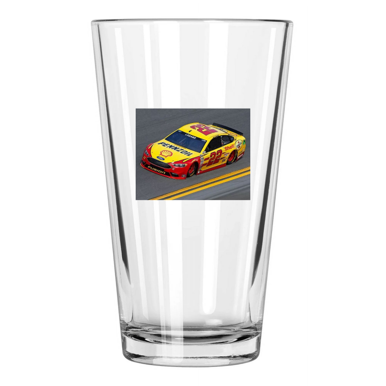 Nascar Driver Joey Logano Photo Penske Race Car 2 Pint Beer Drinking Glass