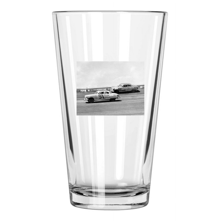 Nascar Drivers Tim Flock And Herb Thomas Darlington Pint Beer Drinking Glass