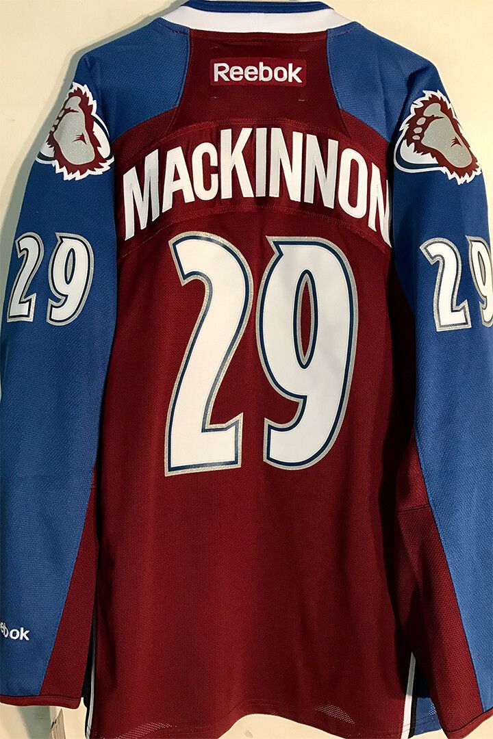 Nathan Mackinnon Colorado Avalanche White Jersey Art Home Decor Jigsaw Puzzle