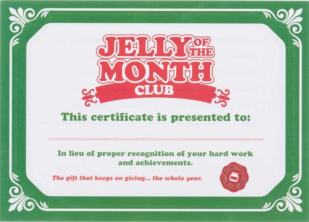 National Lampoon'S Christmas Vacation Jelly Of The Month Club Certificate