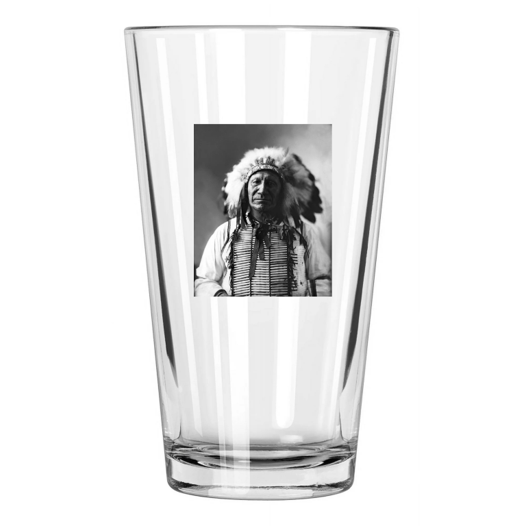 Native American Chief American Horse Oglala Lakota Pint Beer Drinking Glass