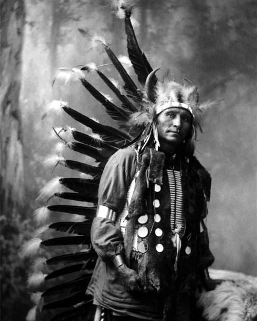 Native American Chief Little Horse Glossy Keychain Oglala Lakota Print Indian