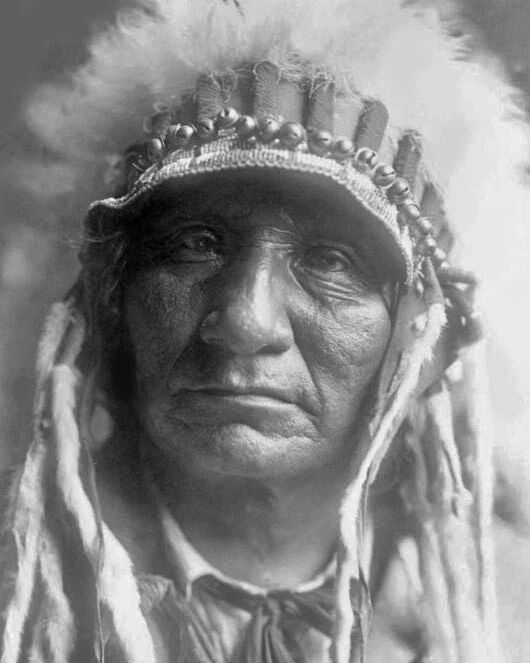 Native American Chief Red Hawk Glossy Keychain Oglala Lakota Print Sioux