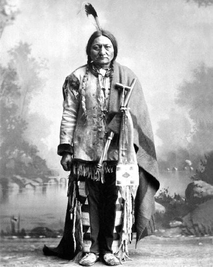Native American Chief Sitting Bull Glossy Keychain Sioux Indian Print