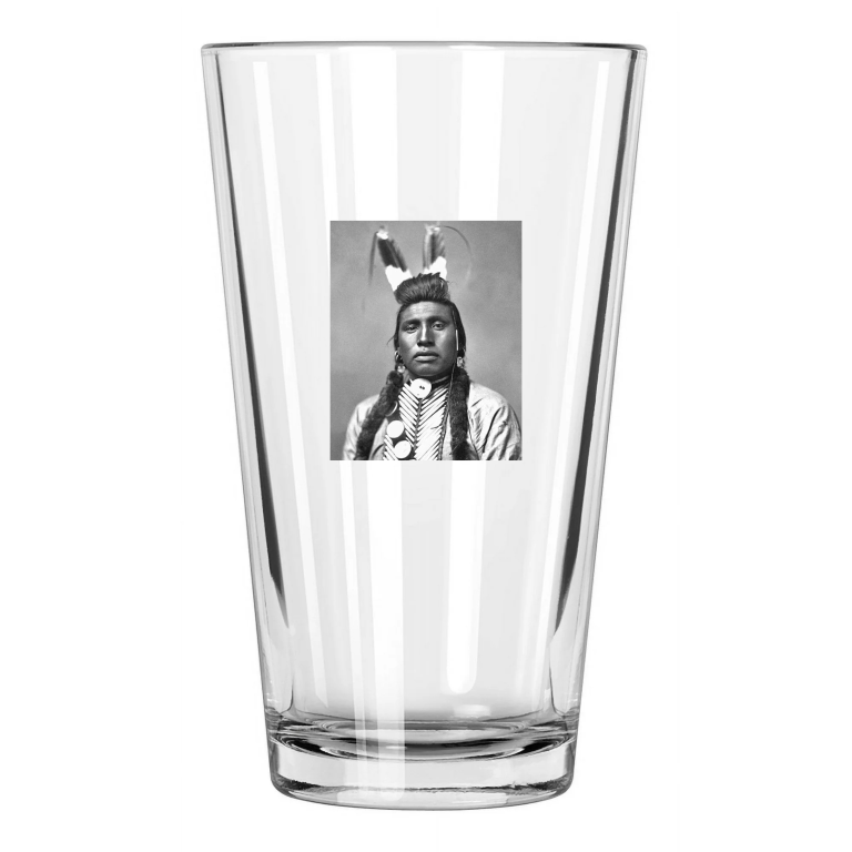 Native American Chief White Bull Sioux Indian Vintage Pint Beer Drinking Glass