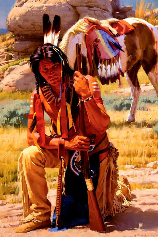 Native American Desing Print Canvas Jigsaw Puzzle