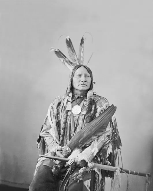 Native American Indian Chief Running Antelope Glossy Magnet Hunkpapa Print