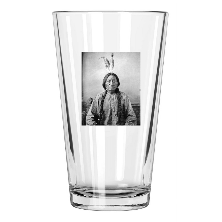 Native American Indian Chief Sitting Bull Photo Sioux Pint Beer Drinking Glass