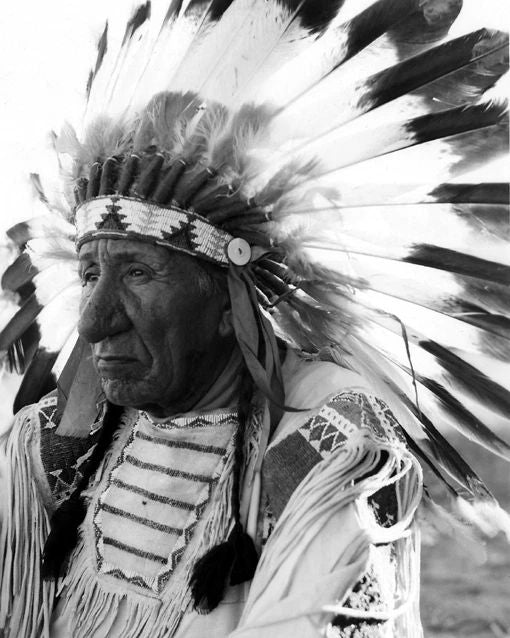 Native American Indian Chief White Cloud Glossy Keychain Lakota Sioux Print