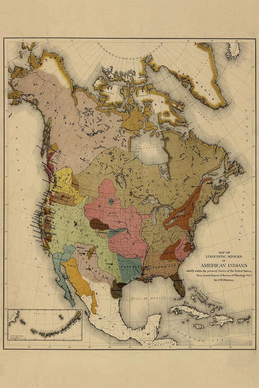 Native American Tribes Map Print Jigsaw Puzzle