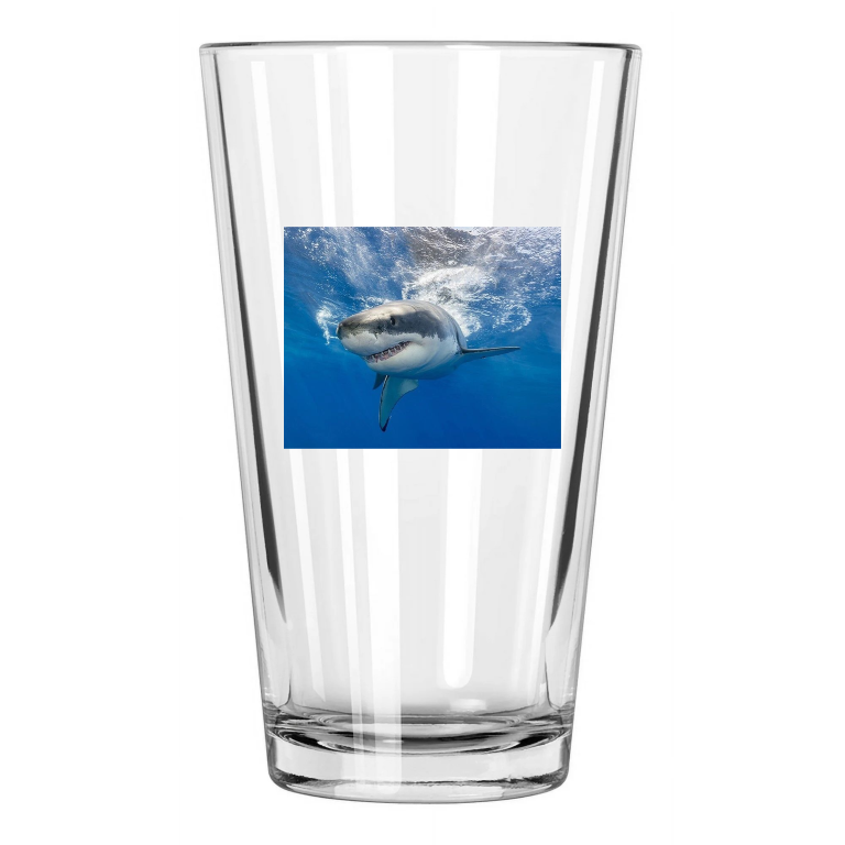 Nature Great White Shark Photo Ocean Wall Art Animals 2 Pint Beer Drinking Glass