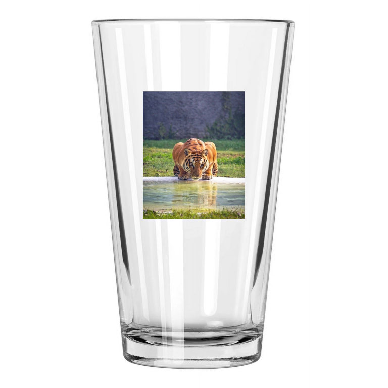 Nature Tiger Drinking Photo Animal Art Big Cat Portrait Pint Beer Drinking Glass