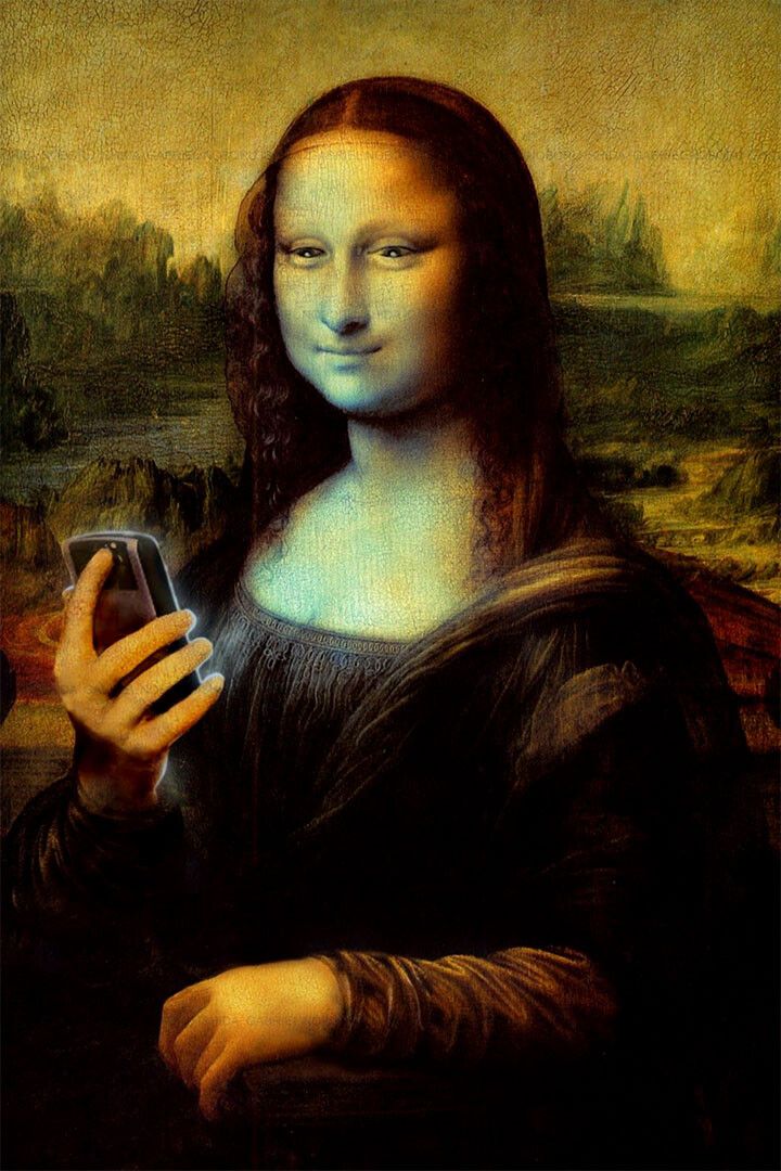 Naughty Mona Lisa Marijuana Themed Holding Phone Wall Art Home De Jigsaw Puzzle