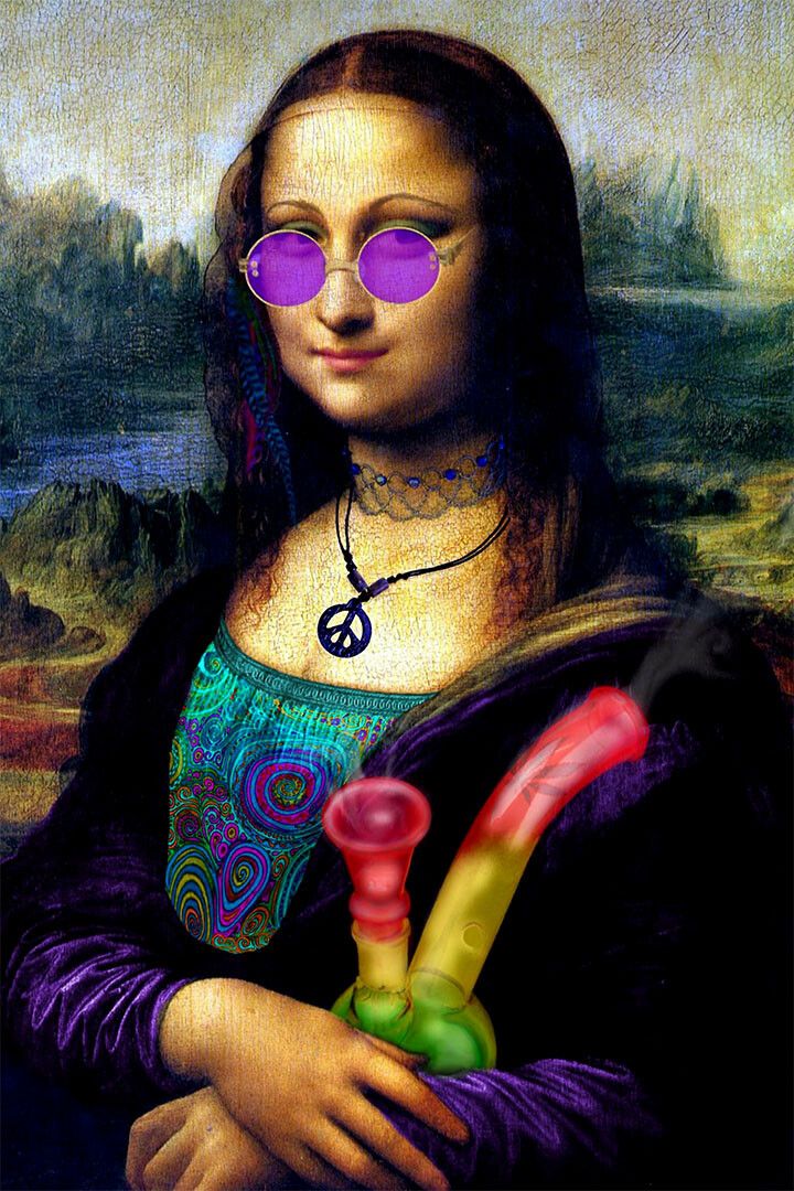 Naughty Mona Lisa Marijuana Themed Oil Painting Jigsaw Puzzle