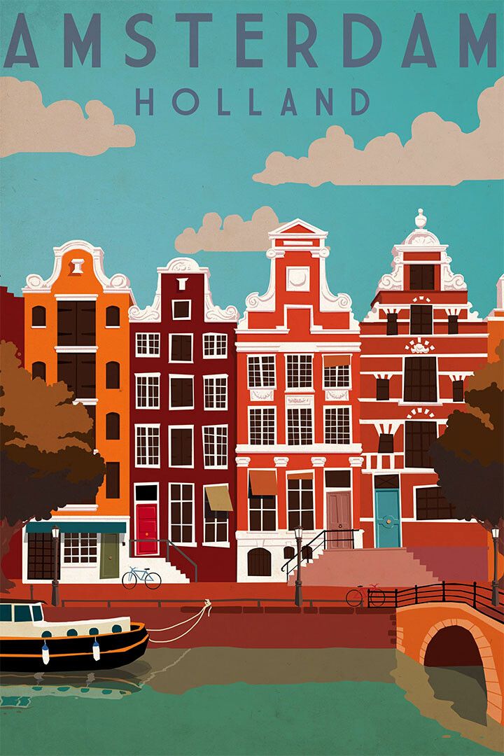 Netherlands Amsterdam Vintage Travel Sence Picture Jigsaw Puzzle