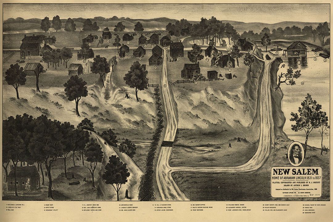 New Salem Illinois 1909 Historic Panoramic Town Map Jigsaw Puzzle