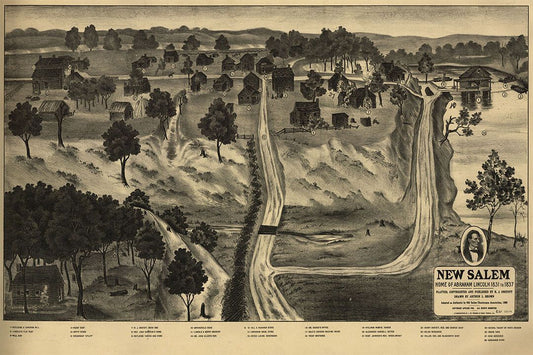 New Salem Illinois 1909 Historic Panoramic Town Map Jigsaw Puzzle