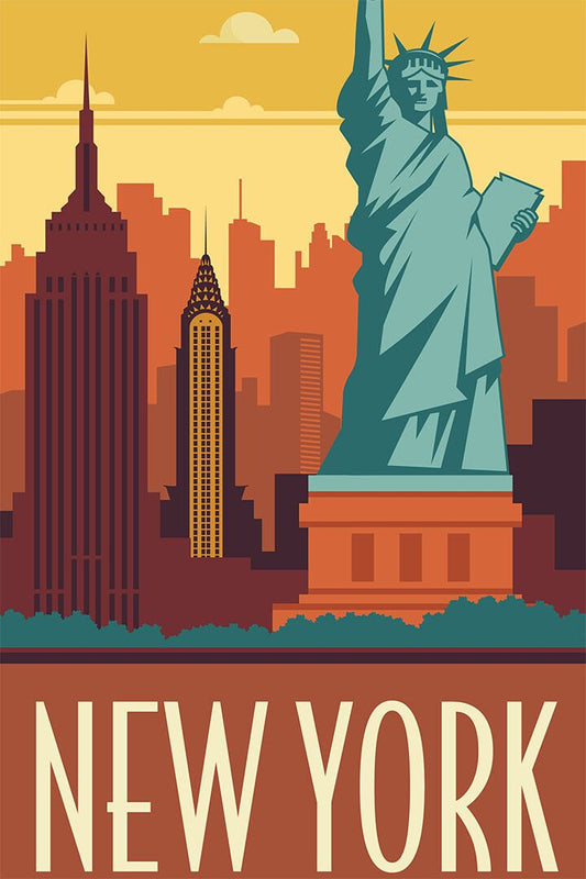 New York American Vintage Travel Landspace Toursim Jigsaw Puzzle