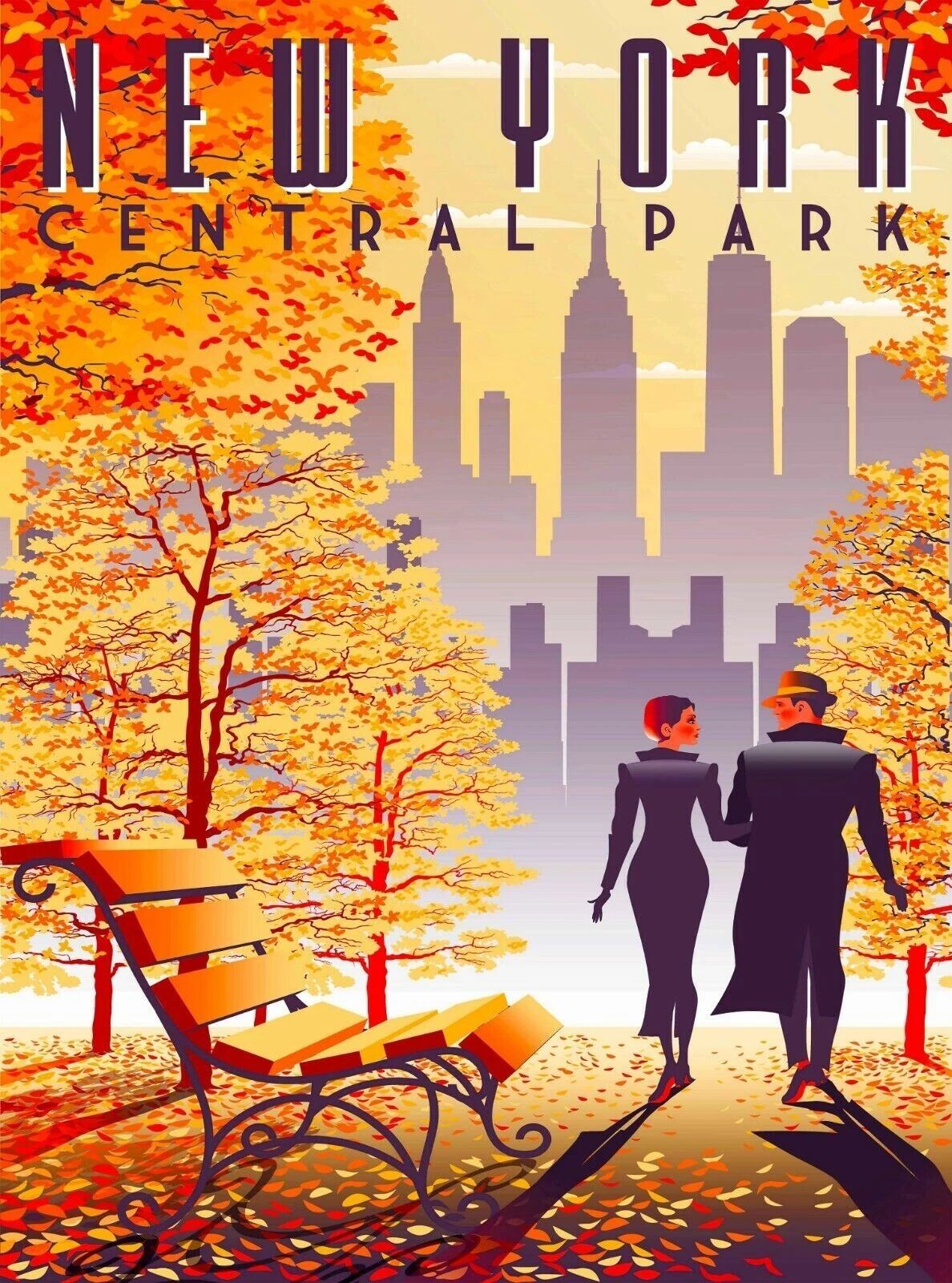 New York Central Park Retro United States Travel Advertisement Print