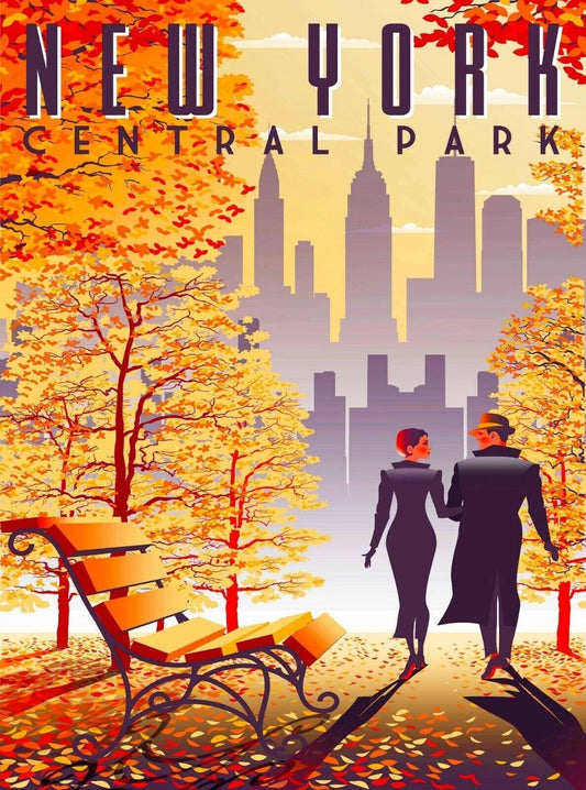 New York Central Park Retro United States Travel Advertisement Print