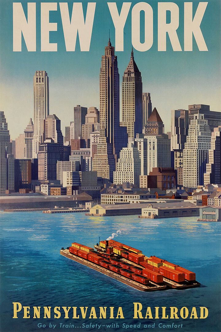 New York City Go By Train Pennsylvania Railroad Painting Jigsaw Puzzle