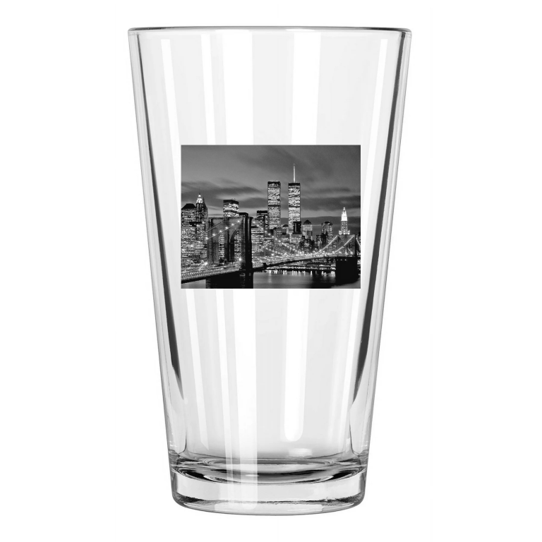 New York City Skyline Manhattan Brooklyn Bridge Photo 2 Pint Beer Drinking Glass