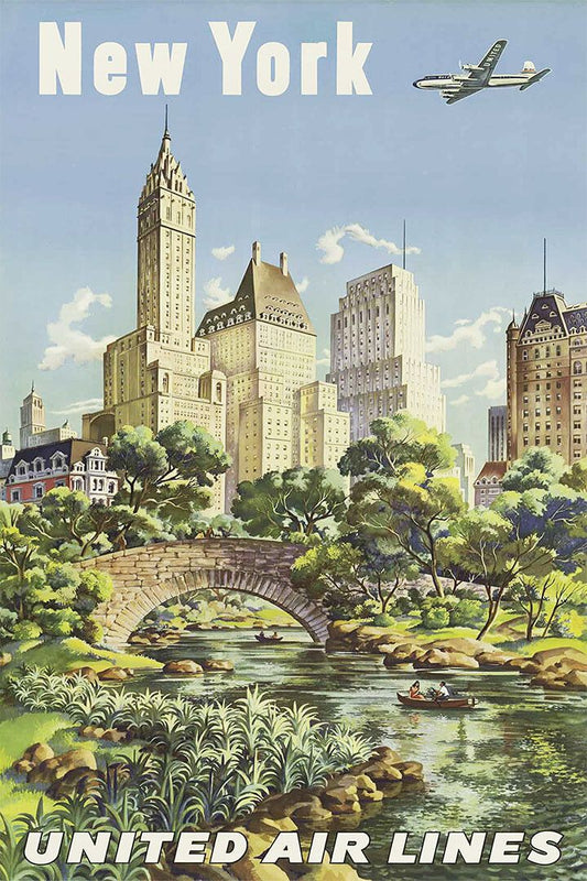 New York Classic 1950S Vintage Style Airline Travel Print Jigsaw Puzzle