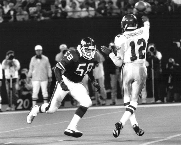 New York Giants Carl Banks And Randall Cunningham Keychain Football Print