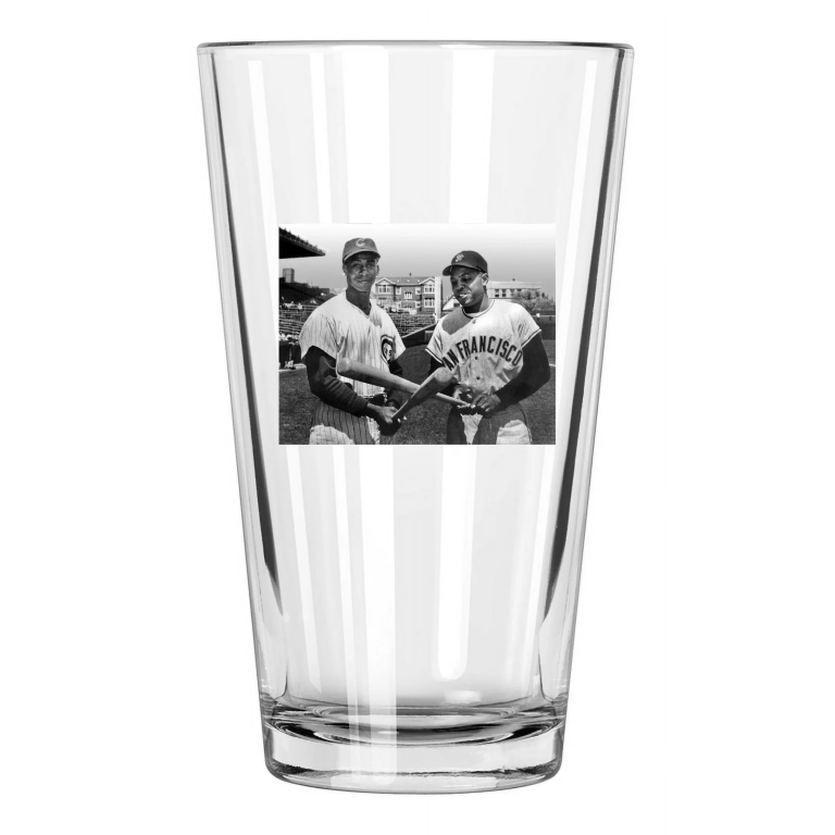 New York Giants Willie Mays And Chicago Cubs Ernie Banks Pint Beer Glass