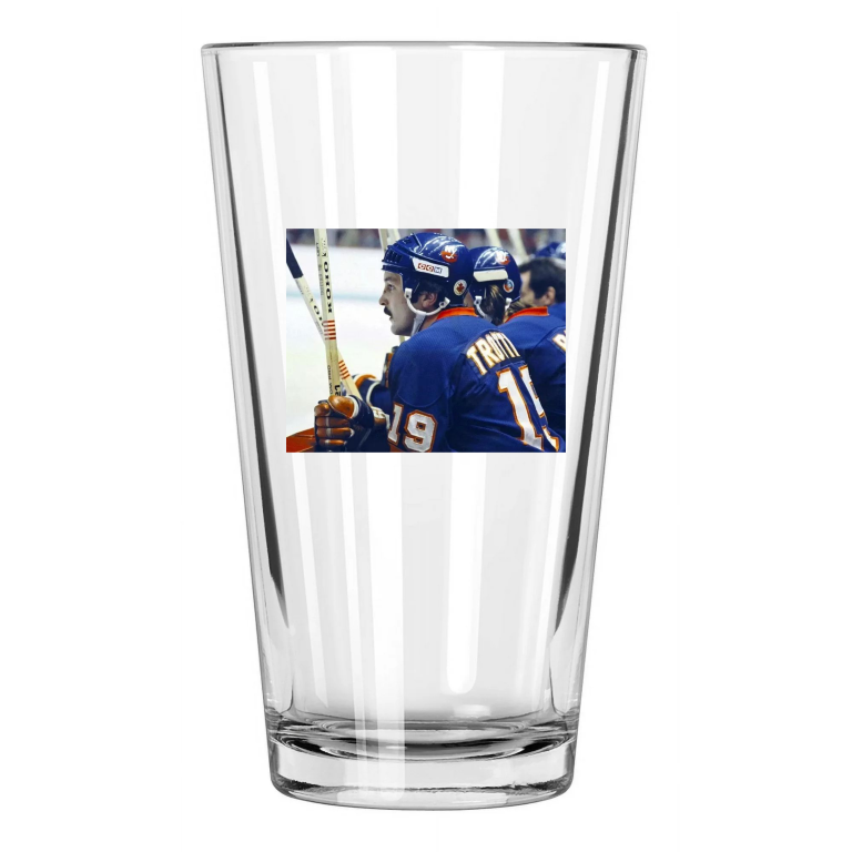 New York Islanders Bryan Trottier Photo Hof 97 2 Pint Beer Drinking Glass