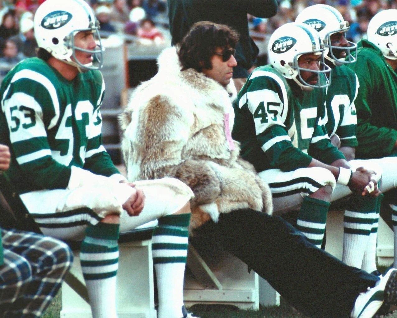 New York Jets Joe Namath Fur Coat Glossy Keychain Football Keychain Hof 85 1