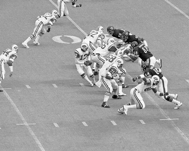 New York Jets Joe Namath Vs Chicago Bears Glossy Photo Print Poster Hof 85