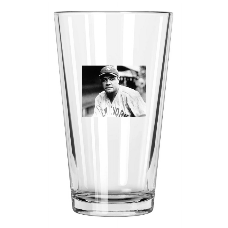 New York Yankees Babe Ruth Photo Baseball Hof 36 3 Pint Beer Drinking Glass